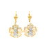 The Virgin Mary Flower Dangle Earrings, crafted from 14k gold filled materials and accented with silver-tone religious figures resembling the Virgin Mary, showcase exquisite floral designs. These earrings are not only elegant but also lead and nickel free for safe wear.